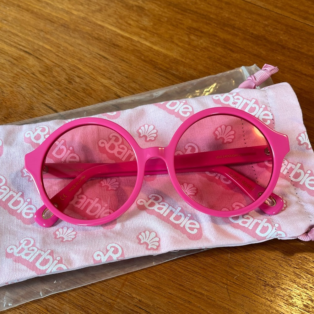 Lele Sadoughi x Barbie Hot Pink Oversized Round Sunglasses NWT